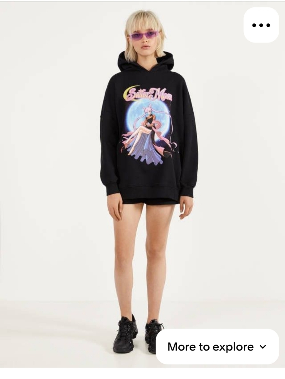 Bershka Black Sailor Moon Graphic Hoodie XS-S